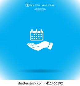 Web line icon. Calendar in hand