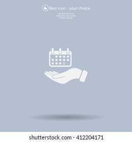 Web line icon. Calendar in hand