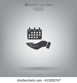 Web line icon. Calendar in hand