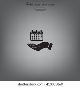 Web line icon. Calendar in hand