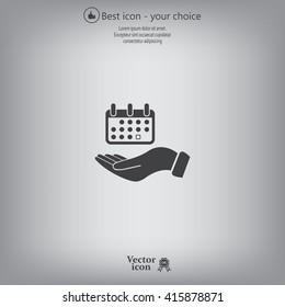 Web line icon. Calendar in hand