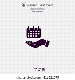 Web line icon. Calendar in hand
