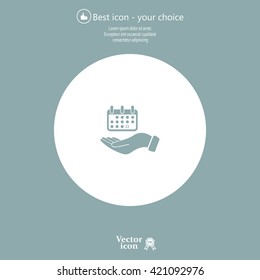 Web line icon. Calendar in hand