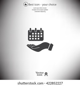 Web line icon. Calendar in hand