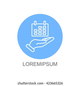 Web line icon. Calendar in hand