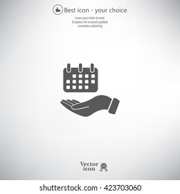 Web line icon. Calendar in hand