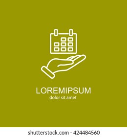 Web line icon. Calendar in hand