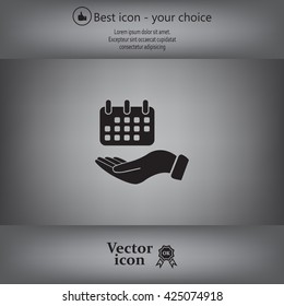 Web line icon. Calendar in hand