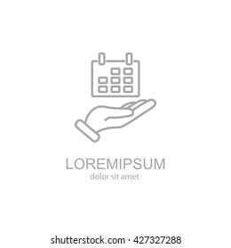 Web line icon. Calendar in hand