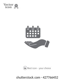 Web line icon. Calendar in hand