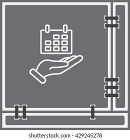 Web line icon. Calendar in hand