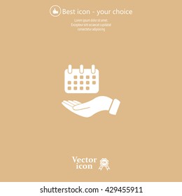 Web line icon. Calendar in hand