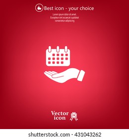 Web line icon. Calendar in hand