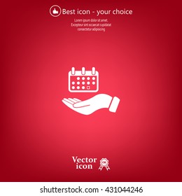 Web line icon. Calendar in hand