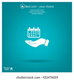 Web line icon. Calendar in hand