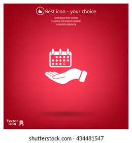 Web line icon. Calendar in hand
