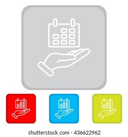 Web line icon. Calendar in hand