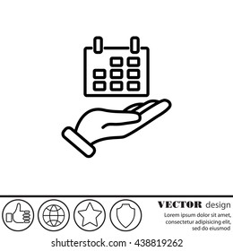 Web line icon. Calendar in hand