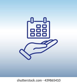 Web line icon. Calendar in hand