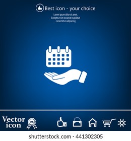 Web line icon. Calendar in hand