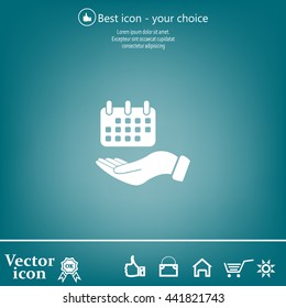 Web line icon. Calendar in hand