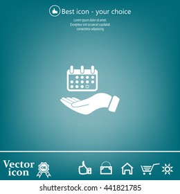 Web line icon. Calendar in hand