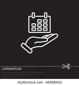 Web line icon. Calendar in hand