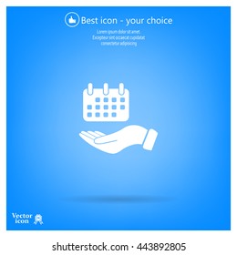 Web line icon. Calendar in hand