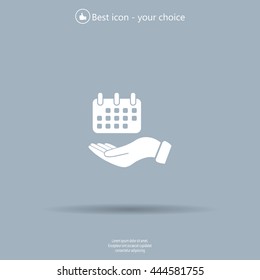 Web line icon. Calendar in hand