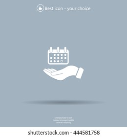 Web line icon. Calendar in hand