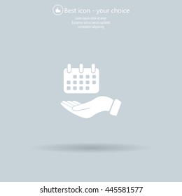 Web line icon. Calendar in hand