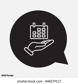 Web line icon. Calendar in hand