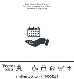 Web line icon. Calendar in hand