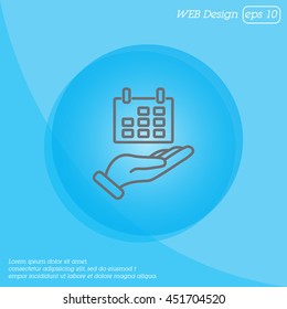 Web line icon. Calendar in hand