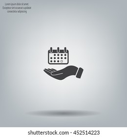 Web line icon. Calendar in hand
