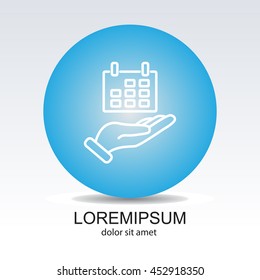 Web line icon. Calendar in hand