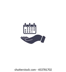 Web line icon. Calendar in hand