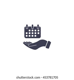 Web line icon. Calendar in hand