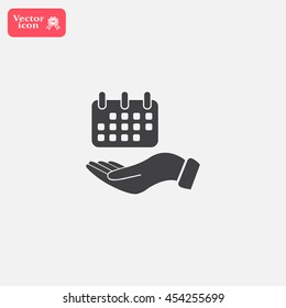 Web line icon. Calendar in hand