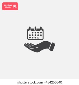 Web line icon. Calendar in hand
