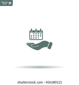 Web line icon. Calendar in hand