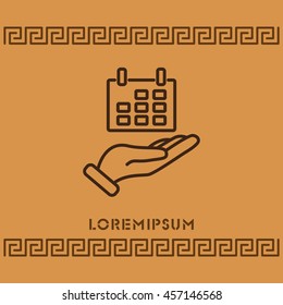 Web line icon. Calendar in hand