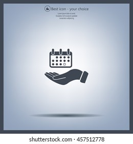 Web line icon. Calendar in hand
