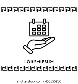 Web line icon. Calendar in hand