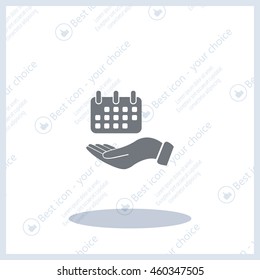 Web line icon. Calendar in hand