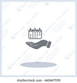 Web line icon. Calendar in hand
