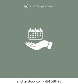 Web line icon. Calendar in hand