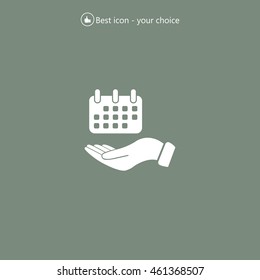 Web line icon. Calendar in hand