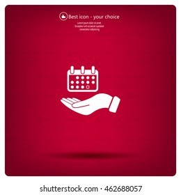 Web line icon. Calendar in hand