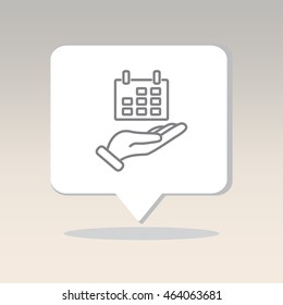 Web line icon. Calendar in hand